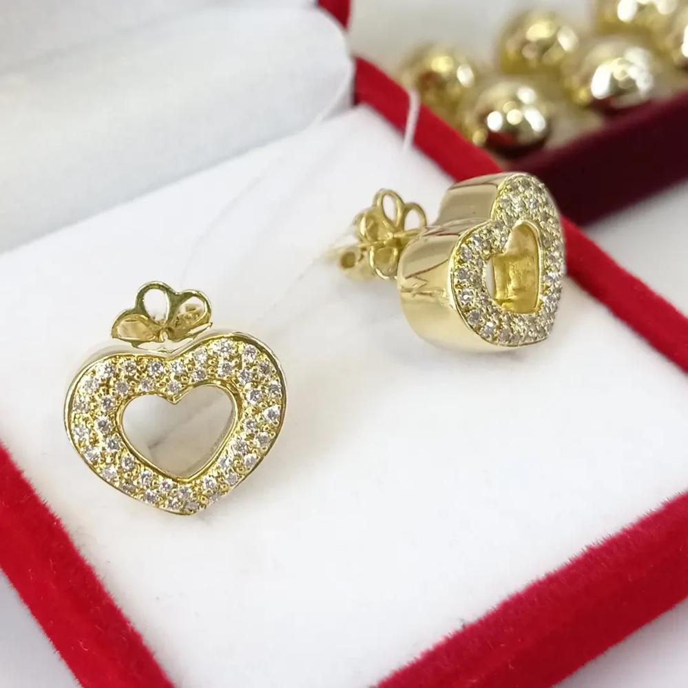 Золоті сережки з діамантами серце
