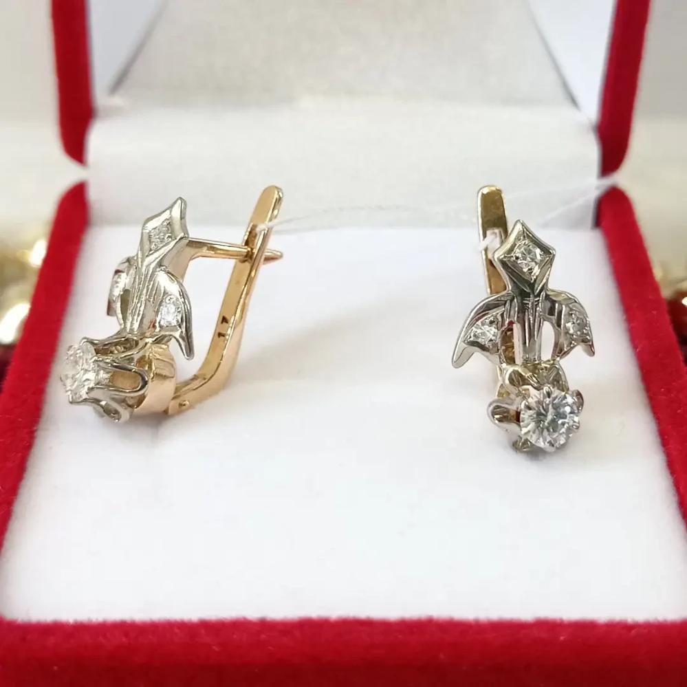 Золоті сережки з діамантами тюльпан