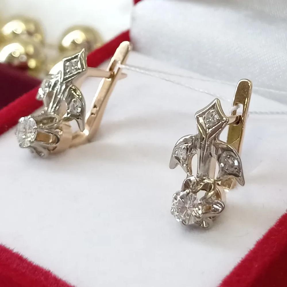 Золоті сережки з діамантами тюльпан