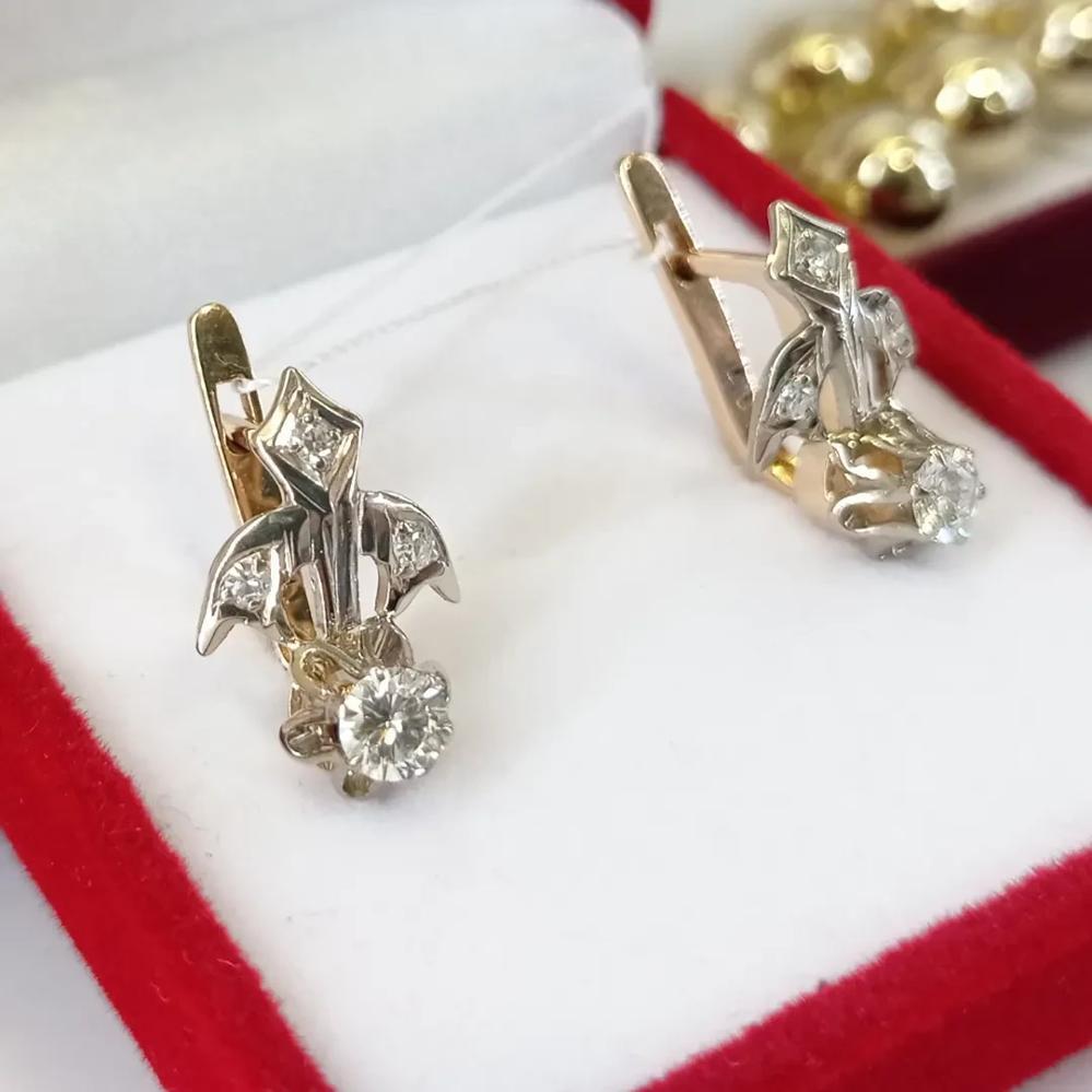 Золоті сережки з діамантами тюльпан