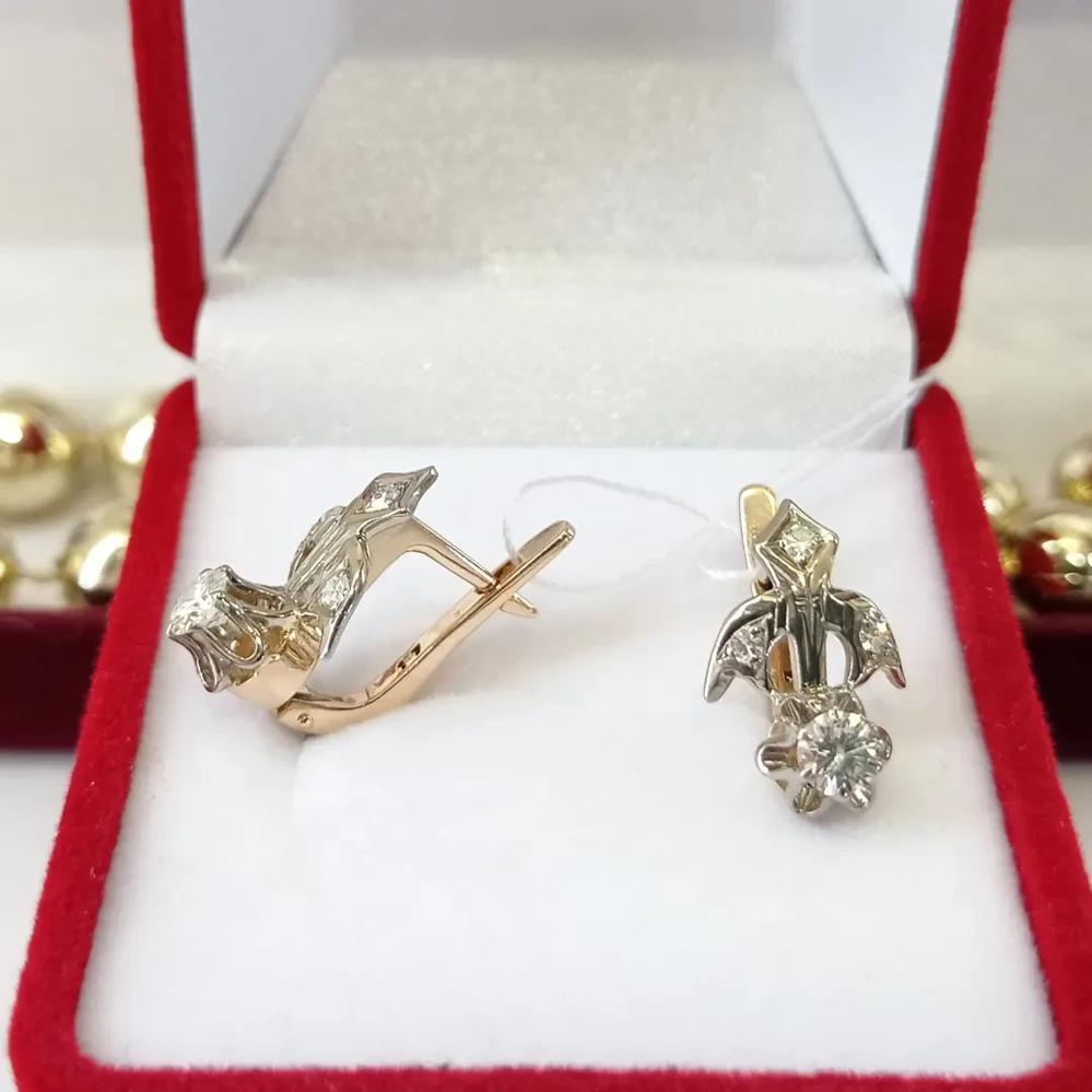 Золоті сережки з діамантами тюльпан