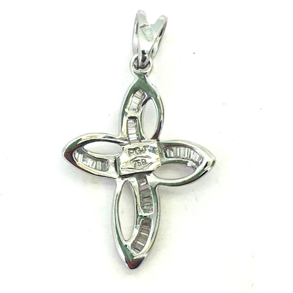 Підвіска хрестик з білого золота с діамантами