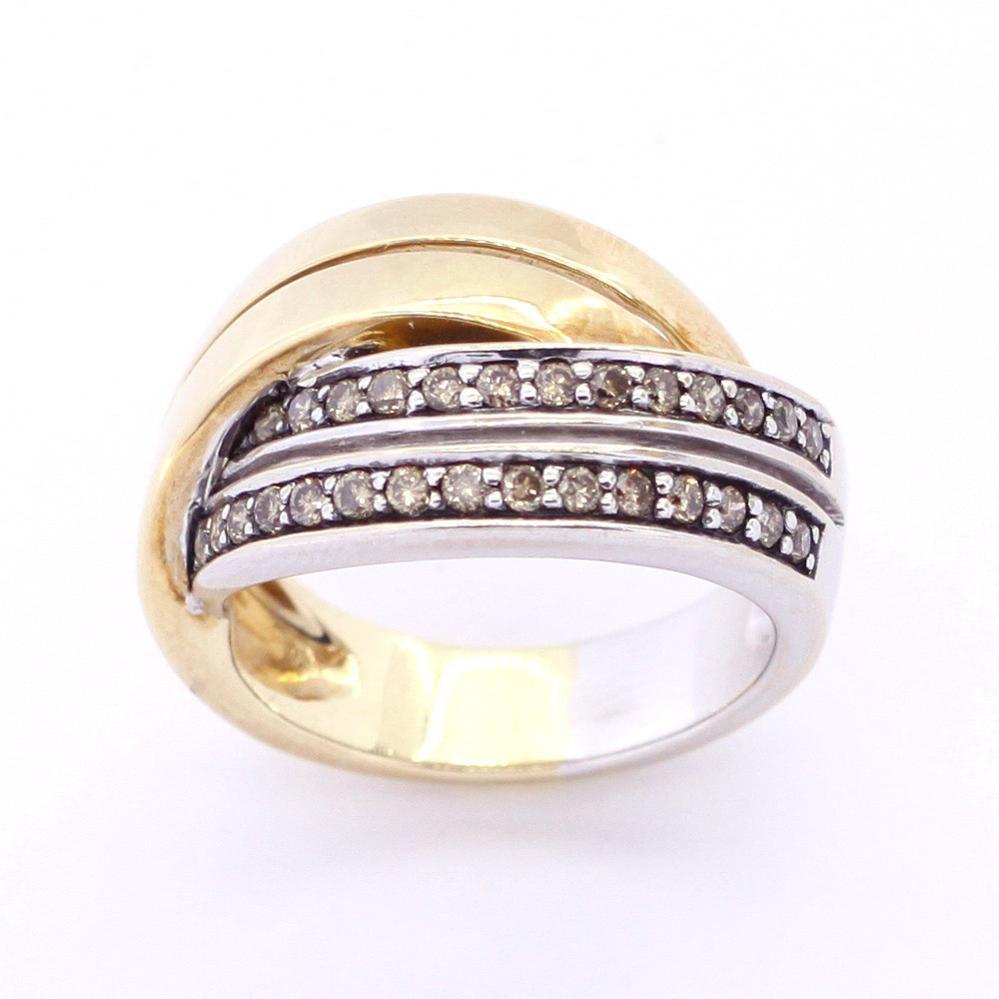 Золота каблучка з діамантами коньячними