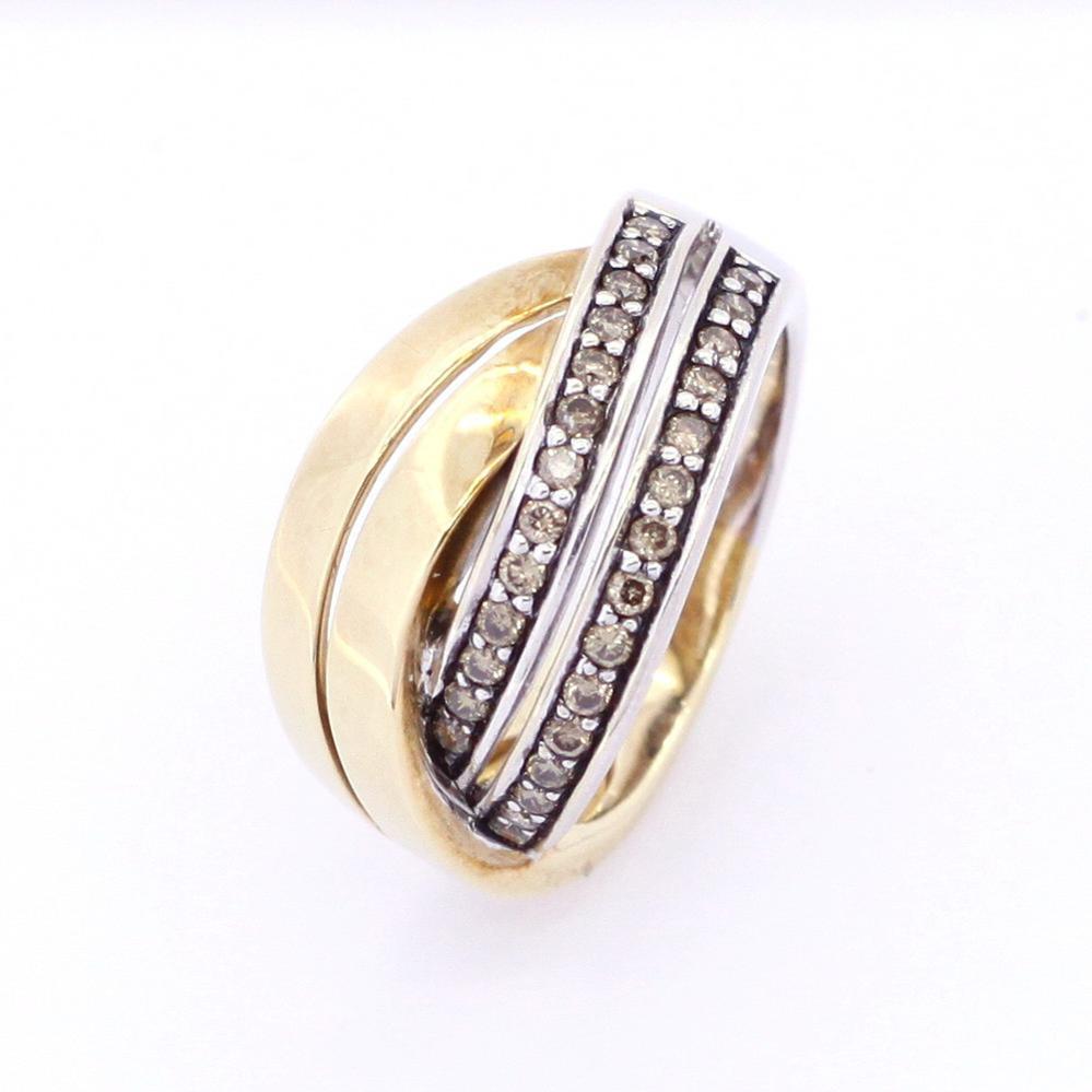 Золота каблучка з діамантами коньячними