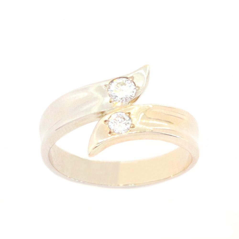 Каблучка з діамантами біло-жовте золото