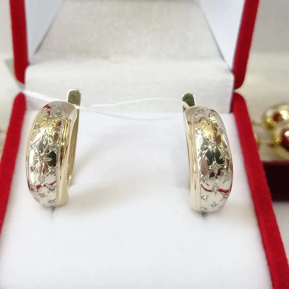 Золоті сережки кола з діамантами класичні