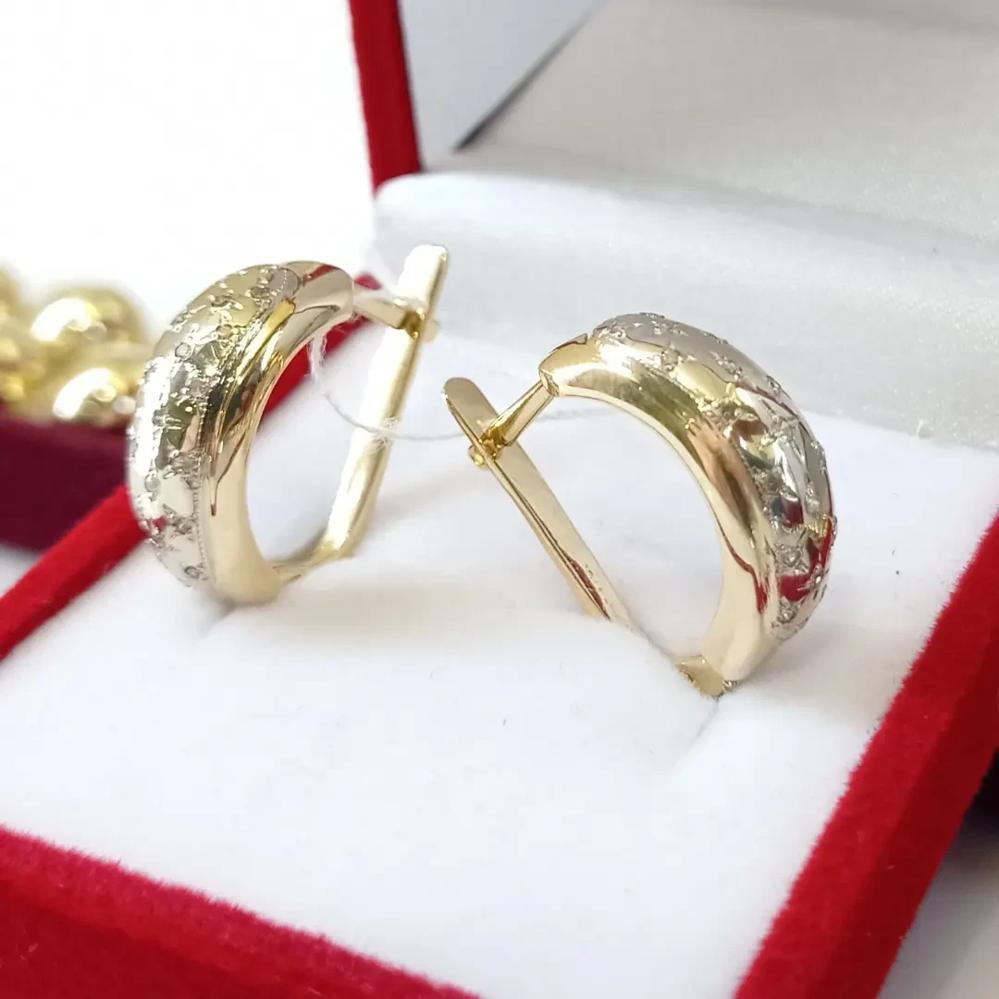 Золоті сережки кола з діамантами класичні