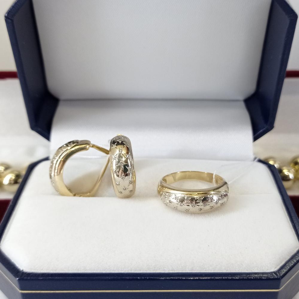 Золоті сережки кола з діамантами класичні