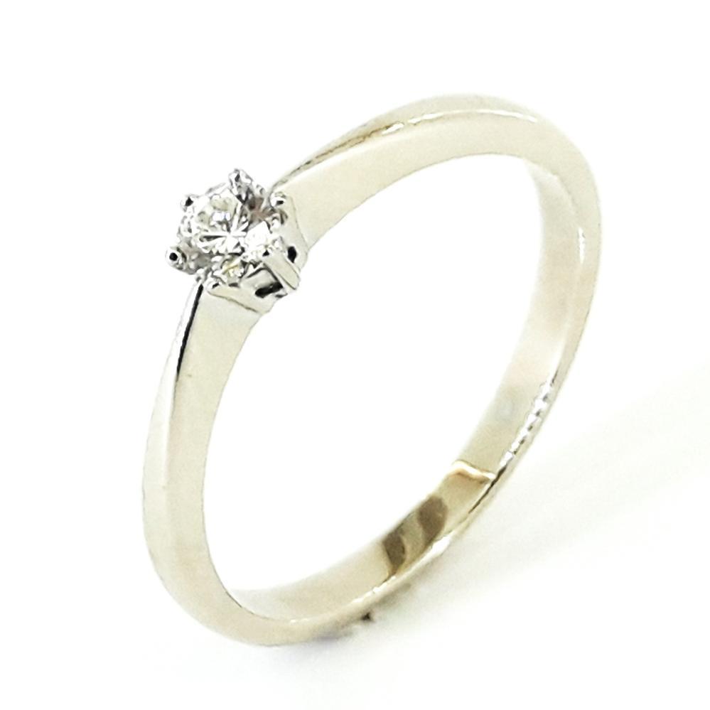 Золота каблучка з білого золота з діамантом 585 проби 17 розмір