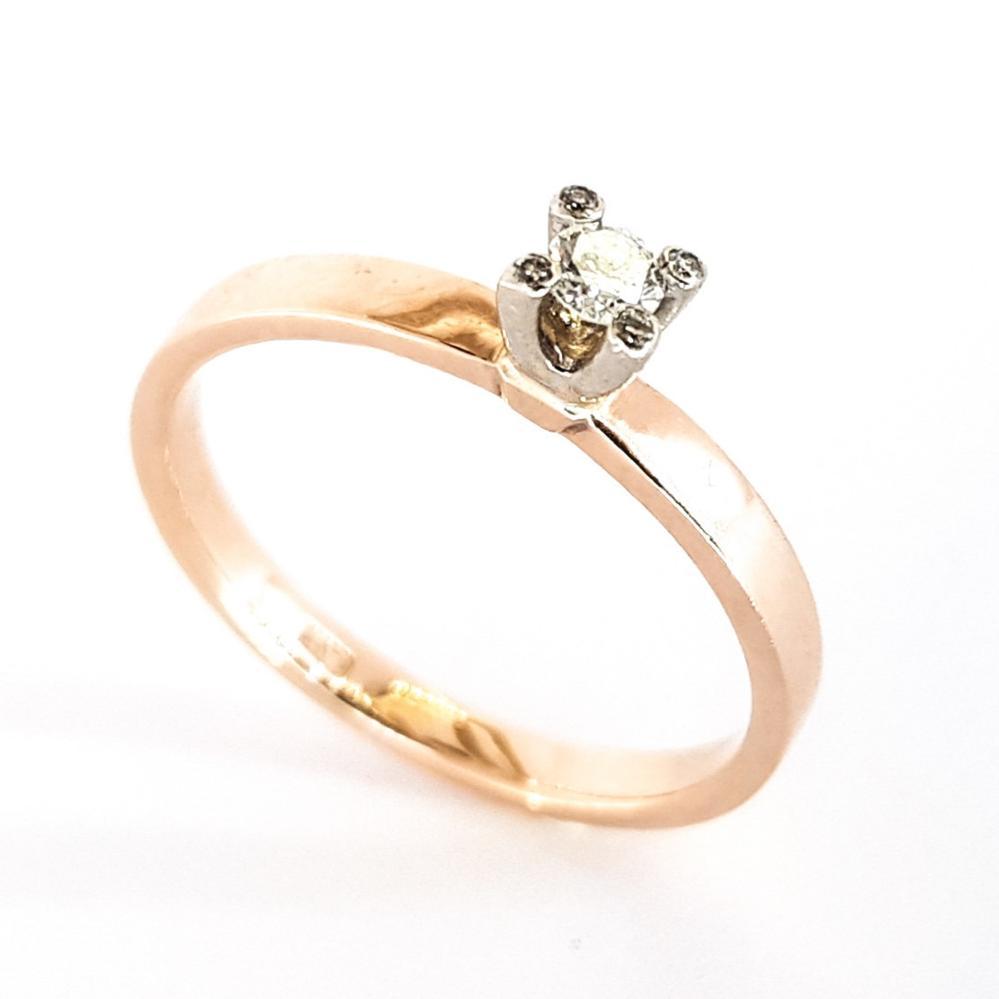 Золота каблучка з діамантом 585 проби