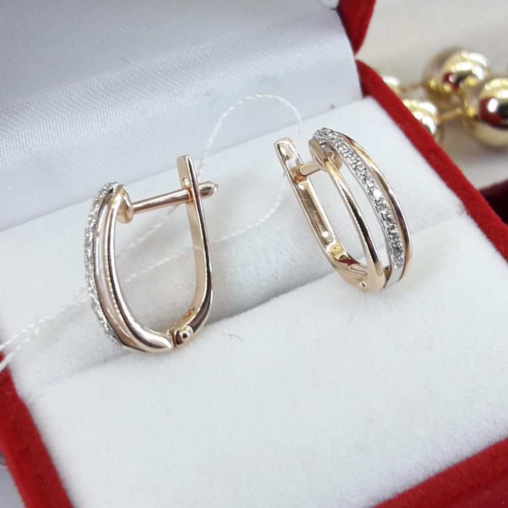 Золоті сережки з діамантами доріжки