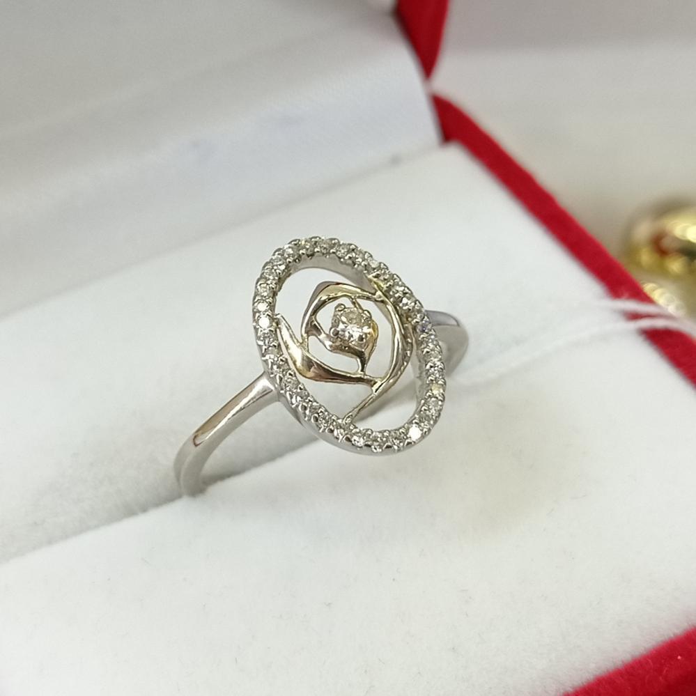 Золота каблучка з діамантами біле золото