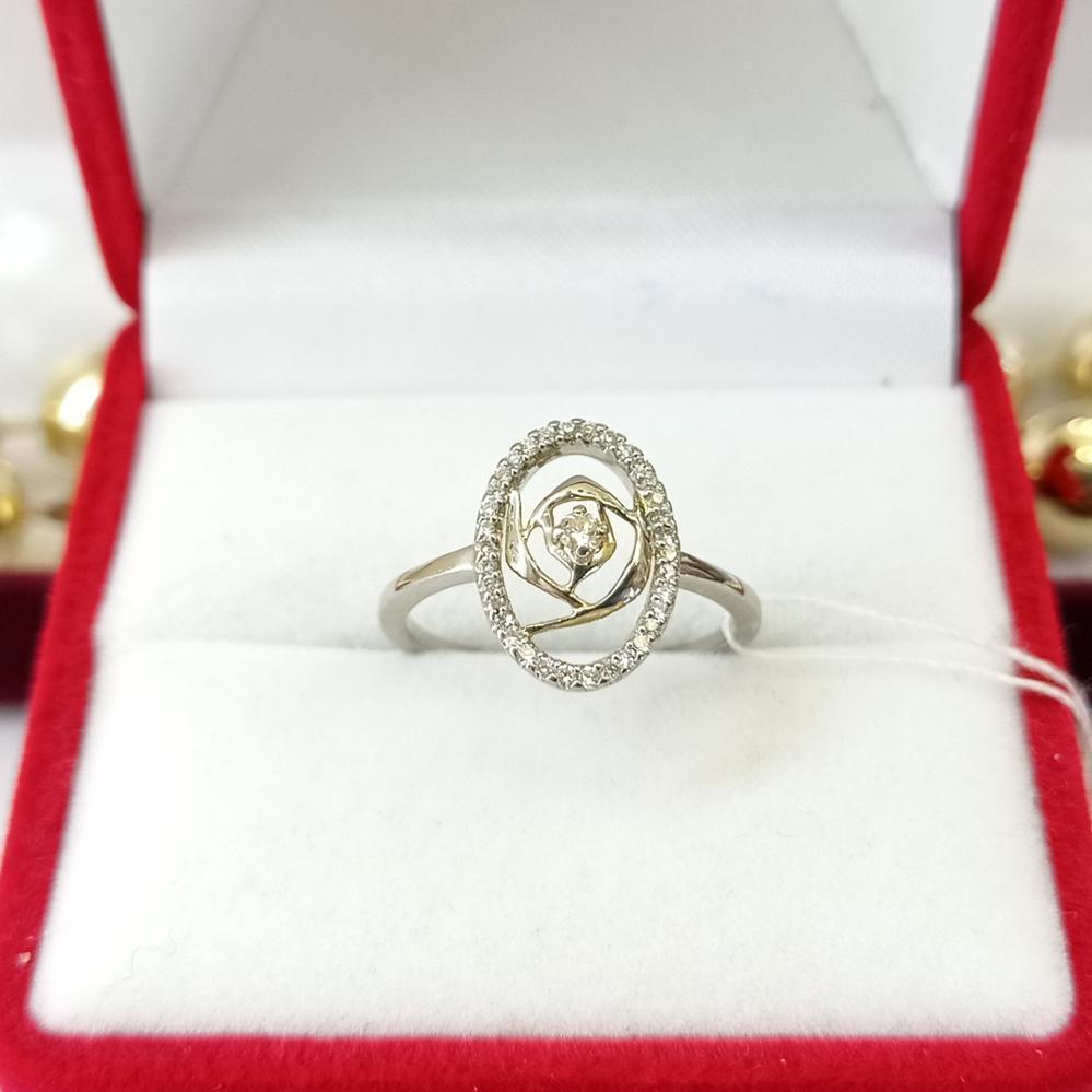 Золота каблучка з діамантами біле золото