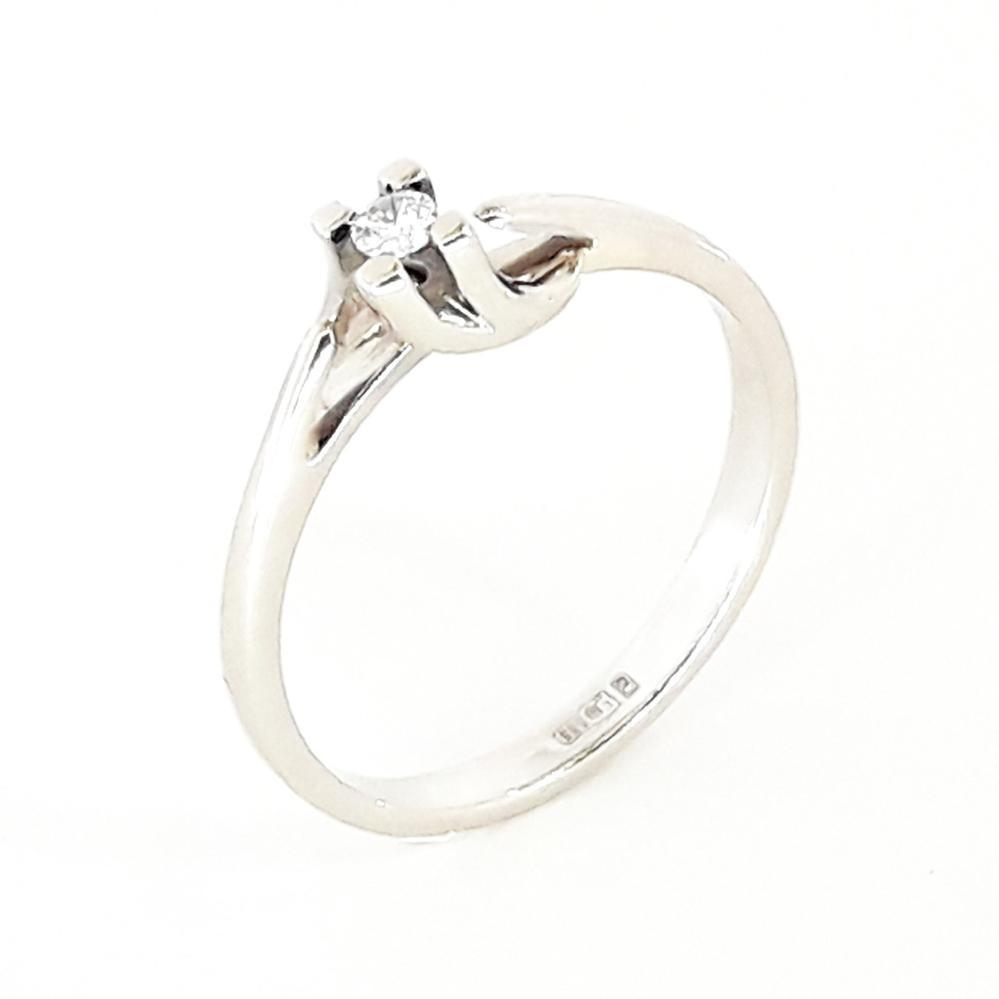 Золота каблучка з діамантом з білого золота