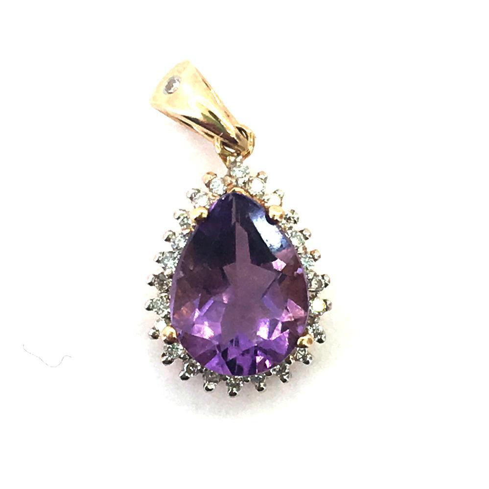 Золота підвіска з діамантами та аметистом