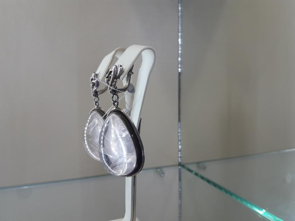 Срібні сережки з кварцом