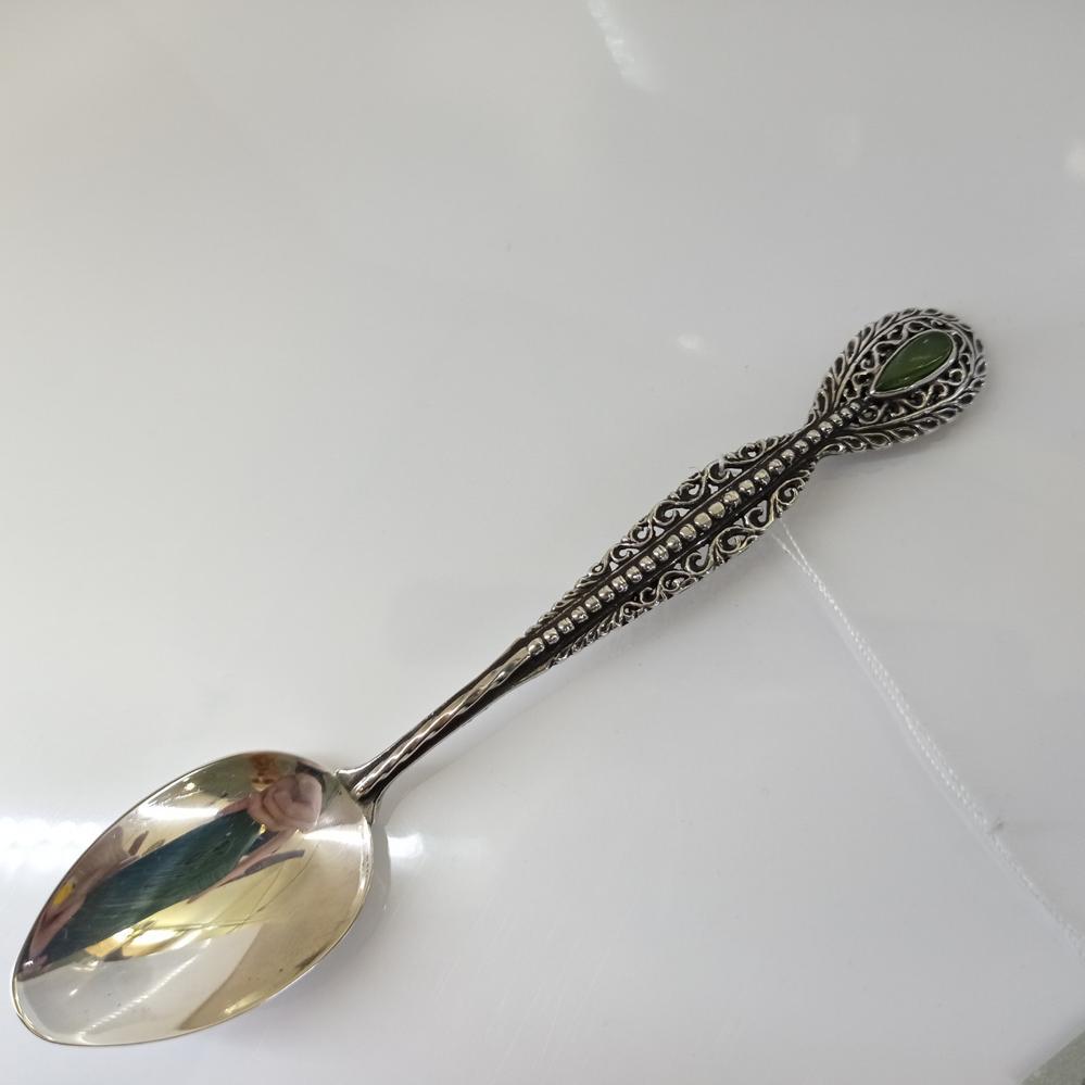 Чайна срібна ложка з Хризопразом