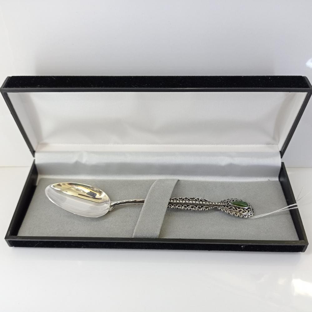 Чайна срібна ложка з Хризопразом