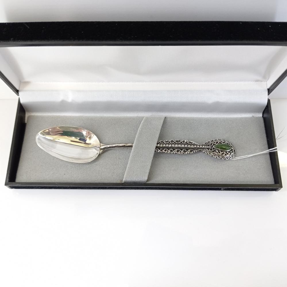 Чайна срібна ложка з Хризопразом