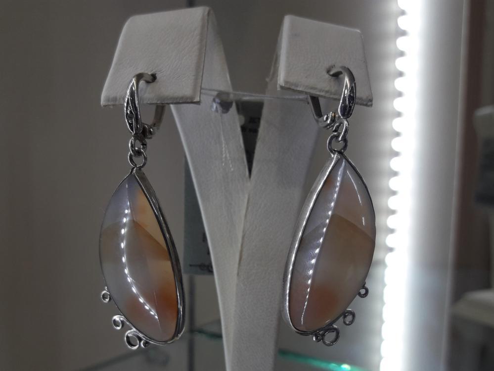 Срібні сережки з агатом