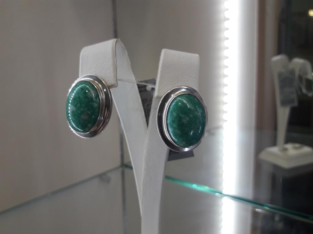 Срібні сережки амозаніт