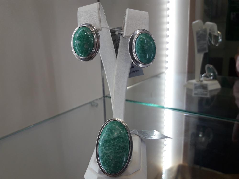 Срібні сережки амозаніт
