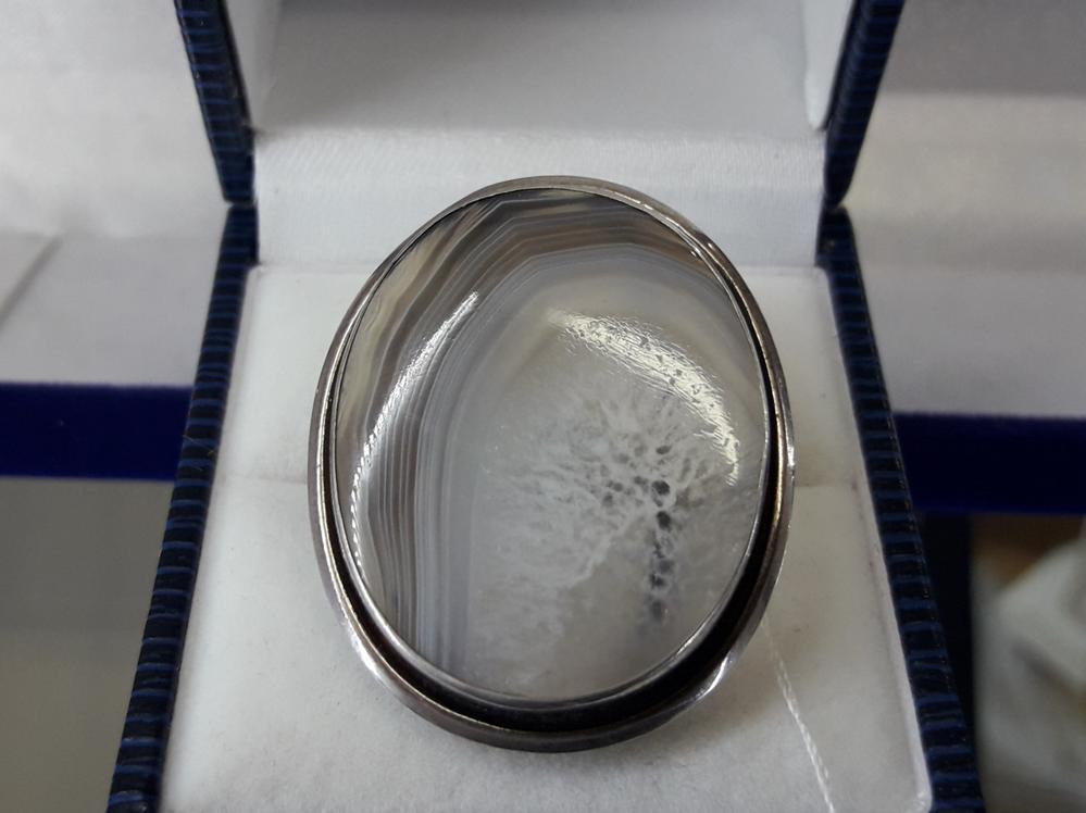 Срібне кільце з агатом 925 проби, розмір 17,5