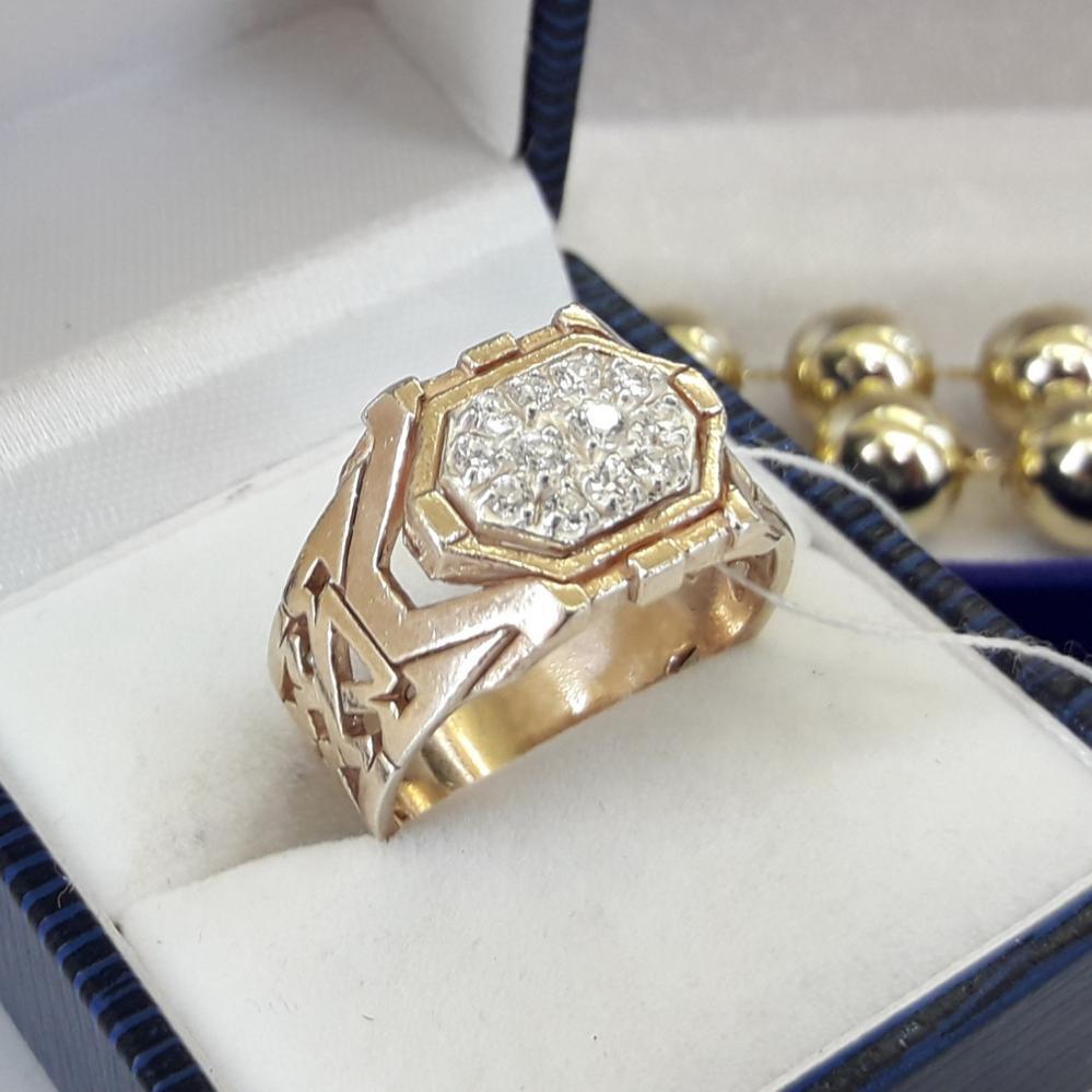 Срібне кільце-пензель у позолоті