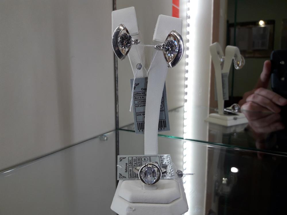 Срібний набір сережки та кільце 925 проби