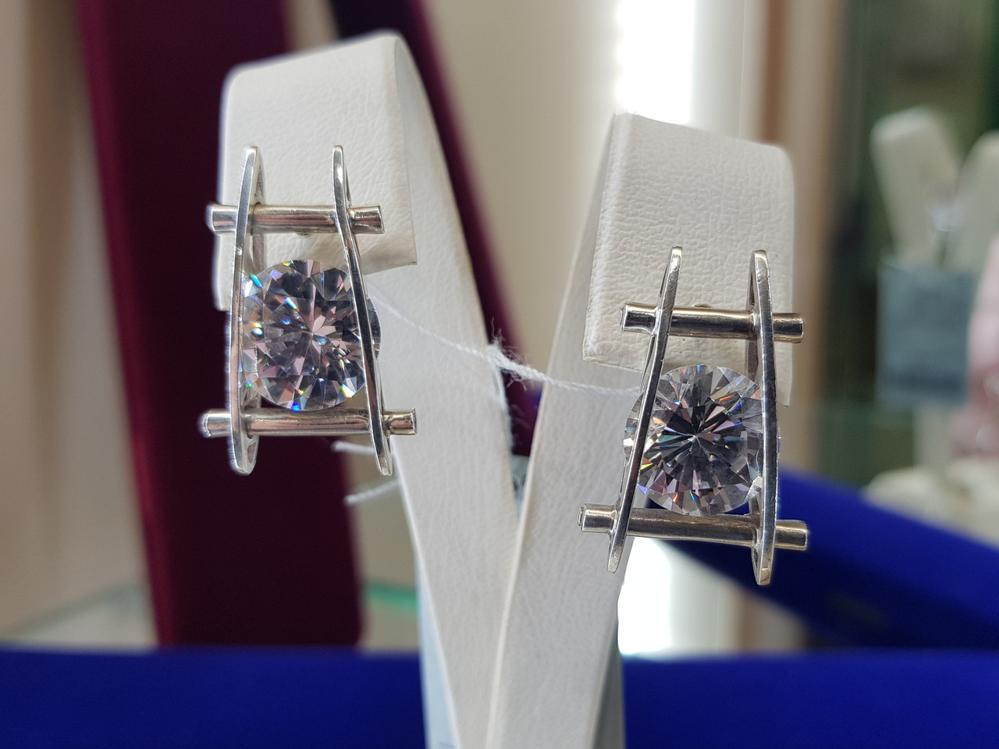 Срібні сережки з кубічним цирконієм