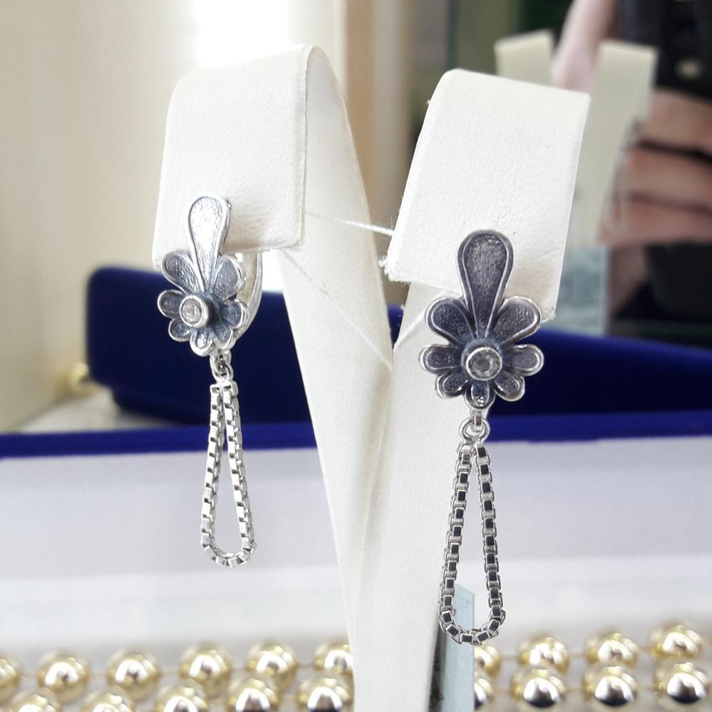 Срібні сережки підвіски ланцюжка