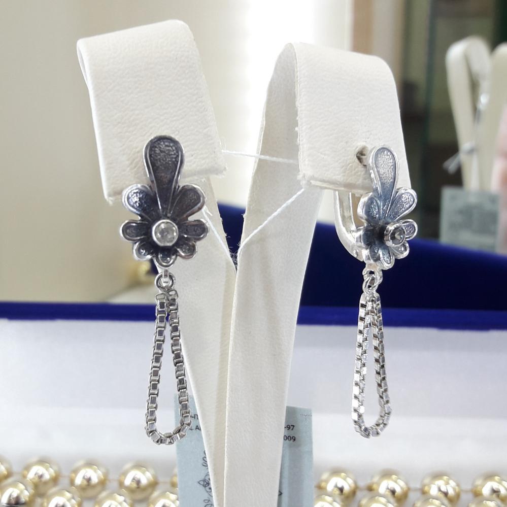 Срібні сережки підвіски ланцюжка