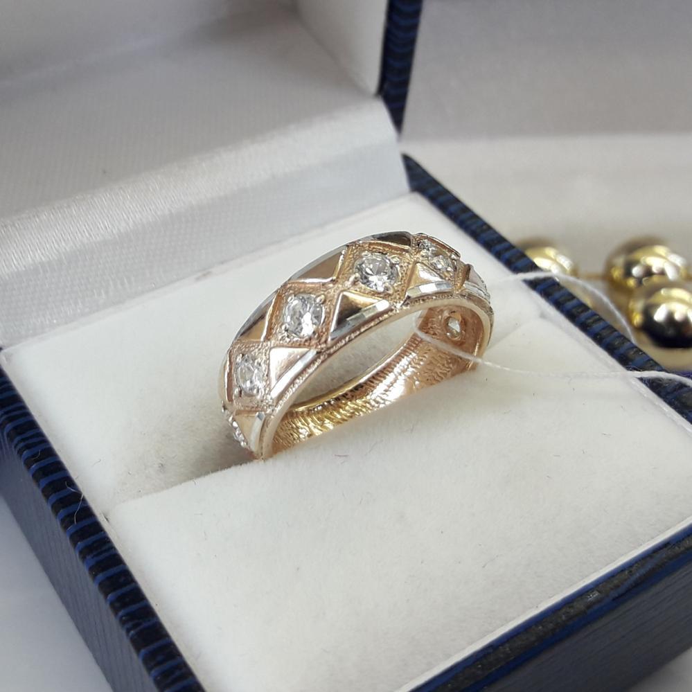 Класичне срібне кільце в позолоті