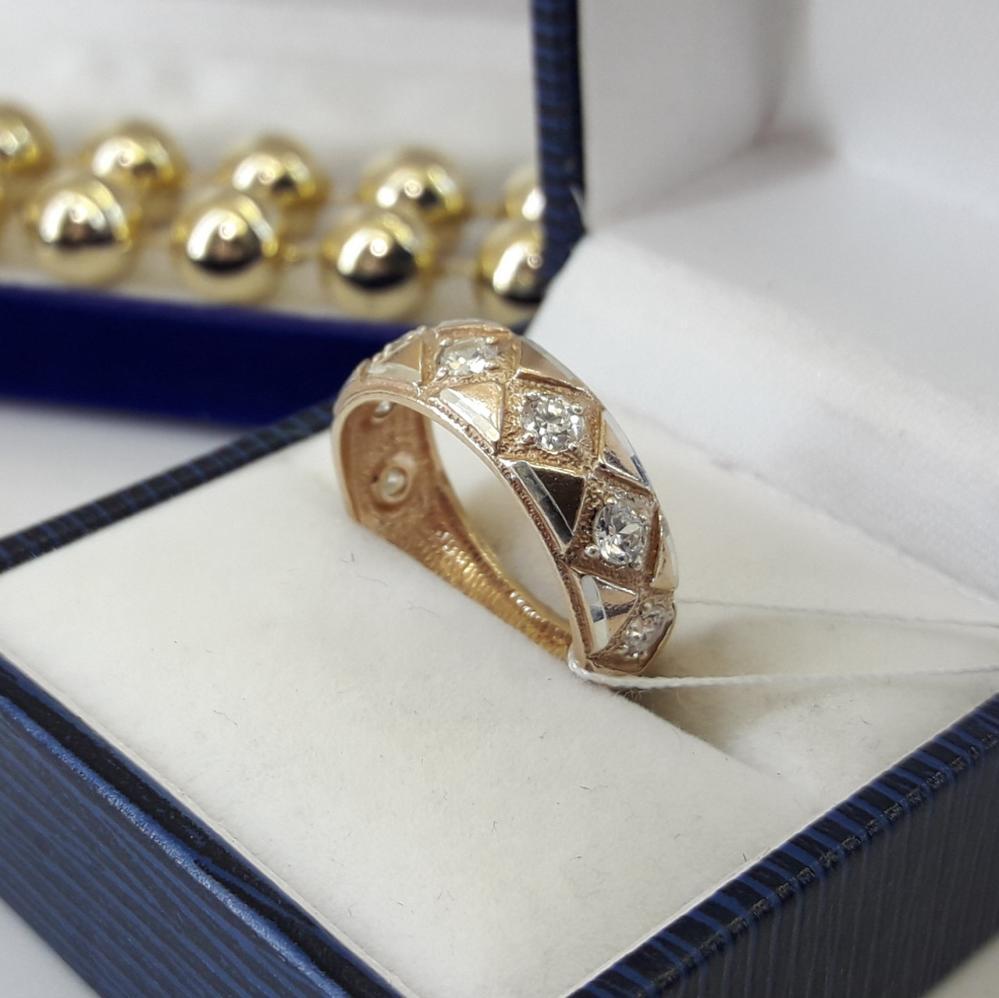 Класичне срібне кільце в позолоті