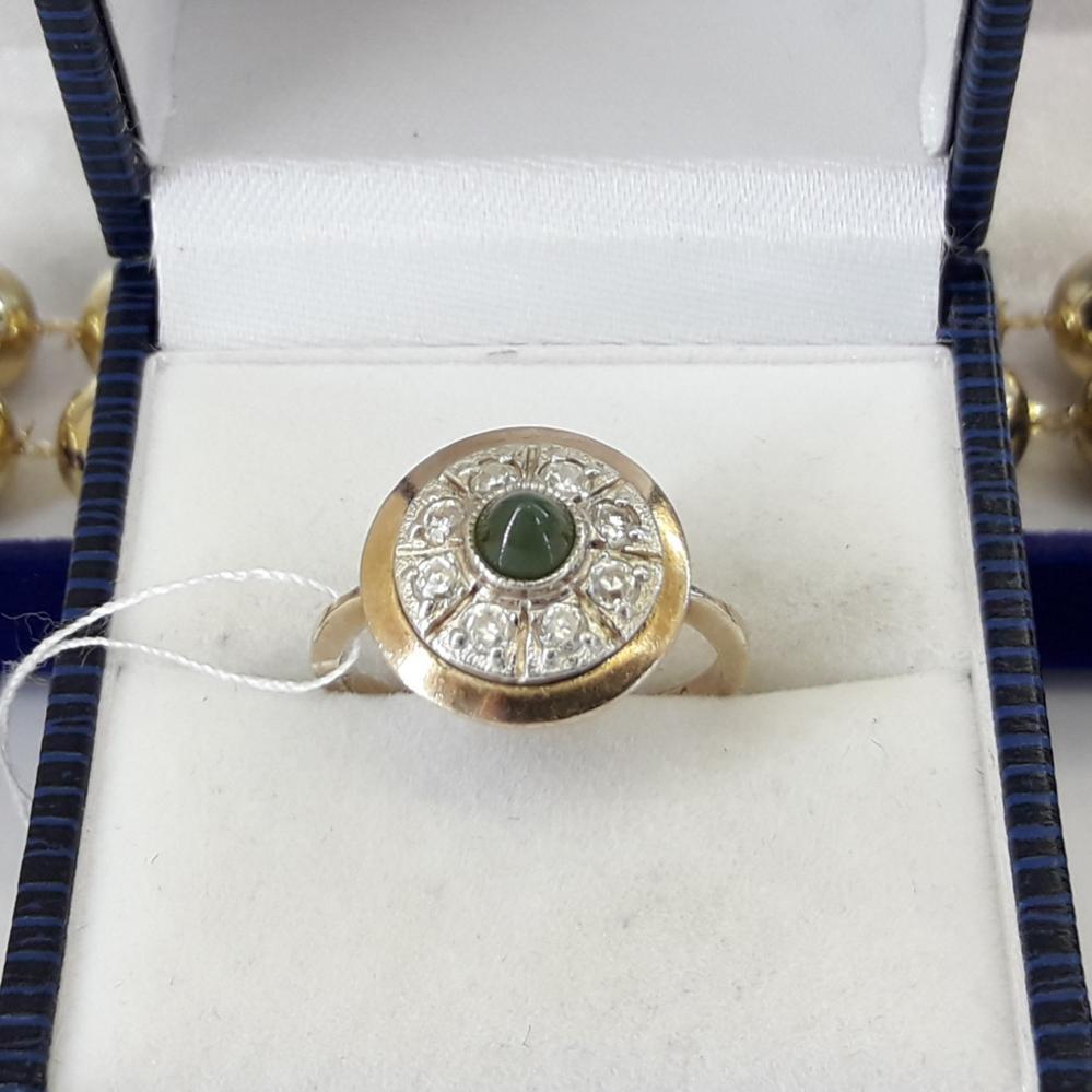 Класичне срібне кільце з хризаком у позолоті