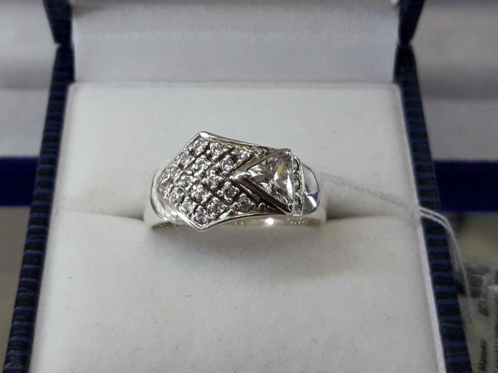 Срібне кільце з фіанітами 925 проби